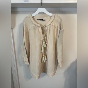 FINAL PRICE Anthropologie By Together Cream Tassel Blouse